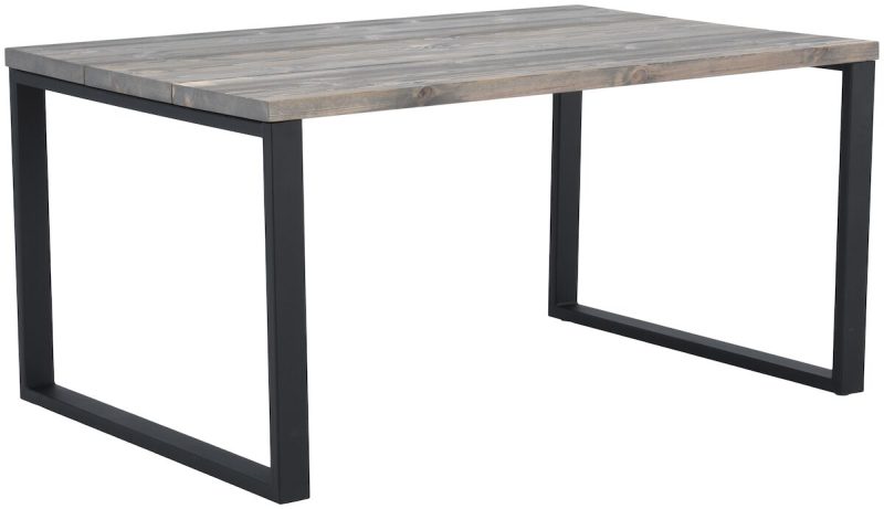 Ruska ruokapöytä 150x100 cm harjattu ja lakattu mänty savunharmaa/musta metalli