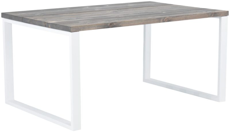 Ruska ruokapöytä 150x100 cm harjattu ja lakattu mänty savunharmaa/valkoinen meta