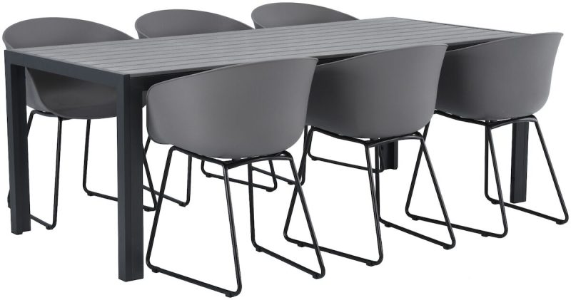 Saarni-Seattle 6-hengen ruokailuryhmä käsinojilla