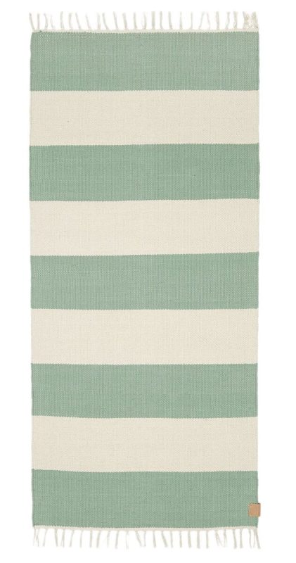 Anno Nuppu puuvillamatto 70x150 cm luonnonvalkoinen/salvian vihreä