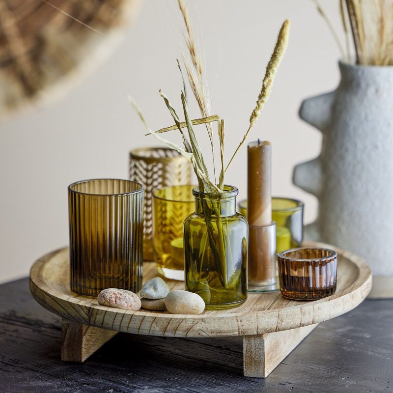 Bloomingville Sanga tuikkukipot jalallisella tarjottimella luonnonväri