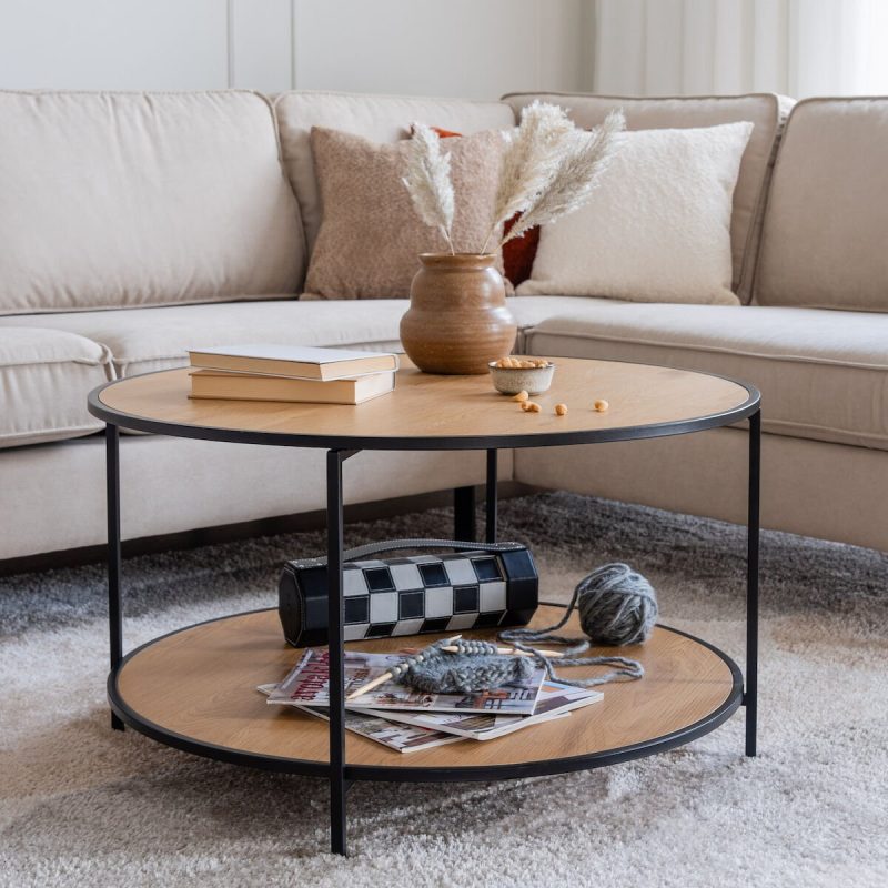 House Nordic Vita pyöreä sohvapöytä Ø80 cm tammi/musta