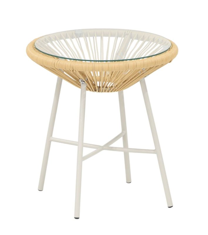 Mooda Cane pyöreä pöytä Ø45 cm luonnonväri/greige