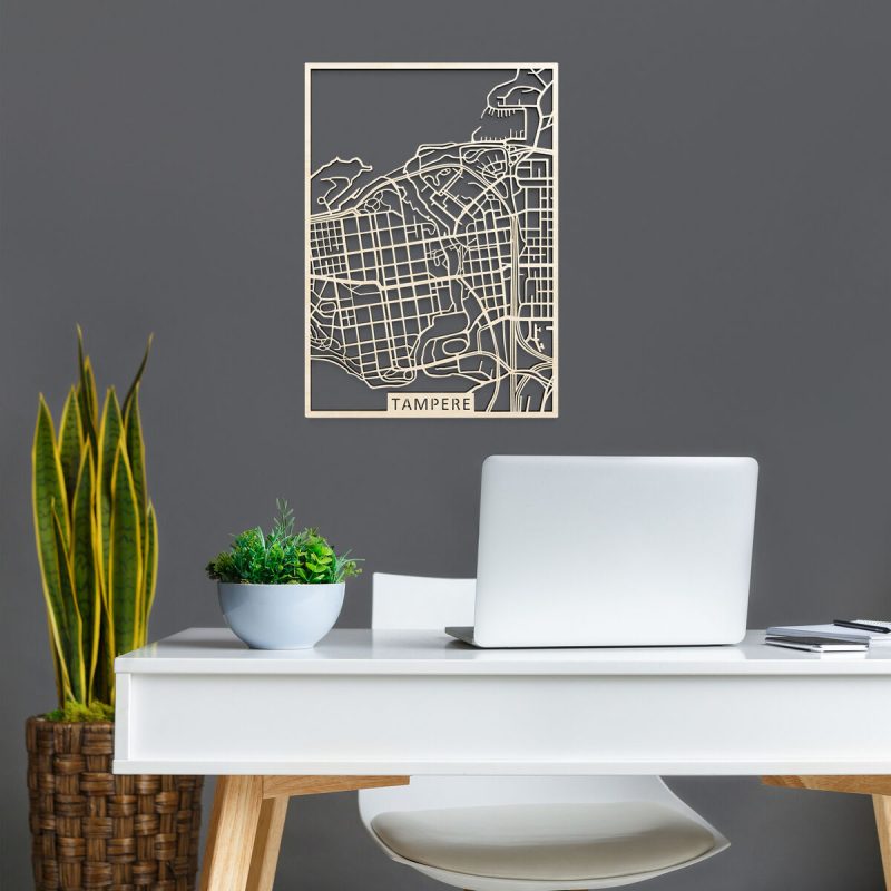 Papurino Tampere karttataulu 29x40 cm puunvärinen