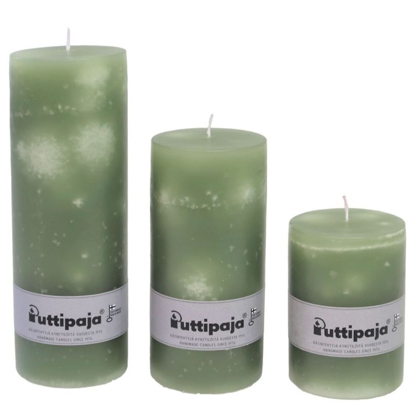 Puttipaja läpivärjätty pöytäkynttilä 30 cm salvia
