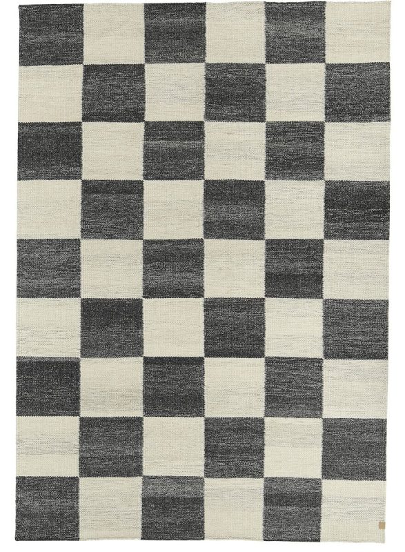 Anno Ruutu villamatto 204x306 cm luonnonvalkoinen/musta