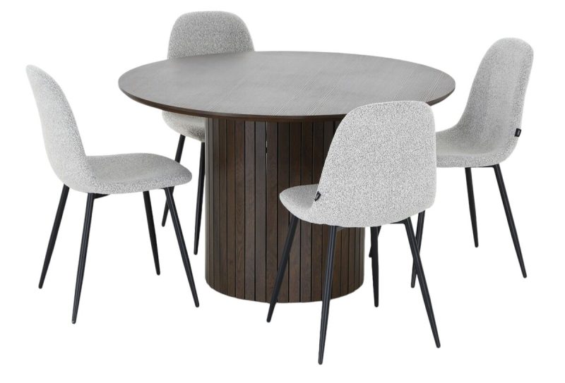 Alessio-Furia 4-hengen pyöreä ruokailuryhmä savutammi/vaalea beige buklee