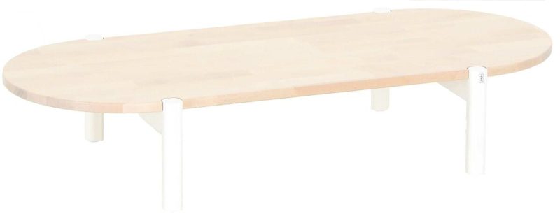 Koivu ovaali sohvapöytä 122x51x23 cm luonnonväri/valkoinen