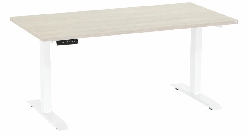 Office sähköpöytä 115x67 cm hopea jalava valkoinen jalka