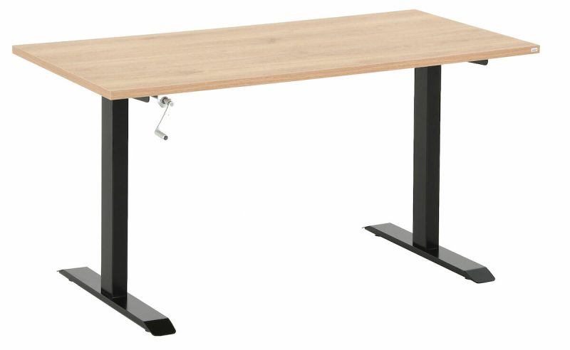 Office veivattava säätöpöytä 135x67 cm tammi musta jalka