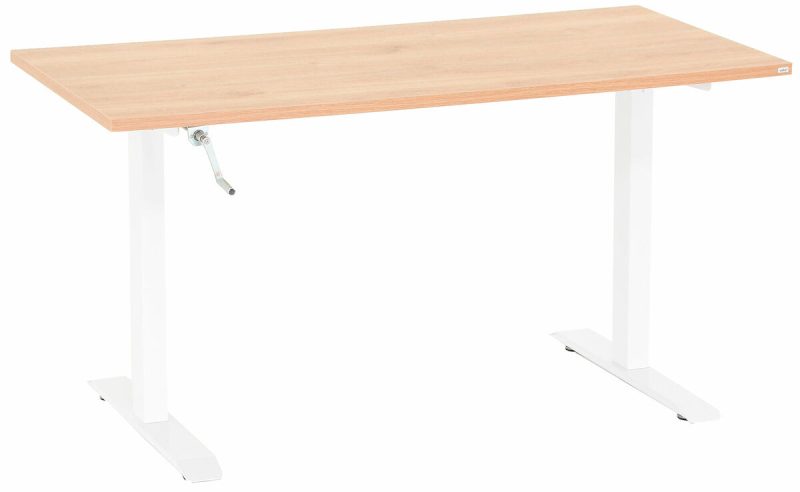 Office veivattava säätöpöytä 160x80 cm tammi valkoinen jalka
