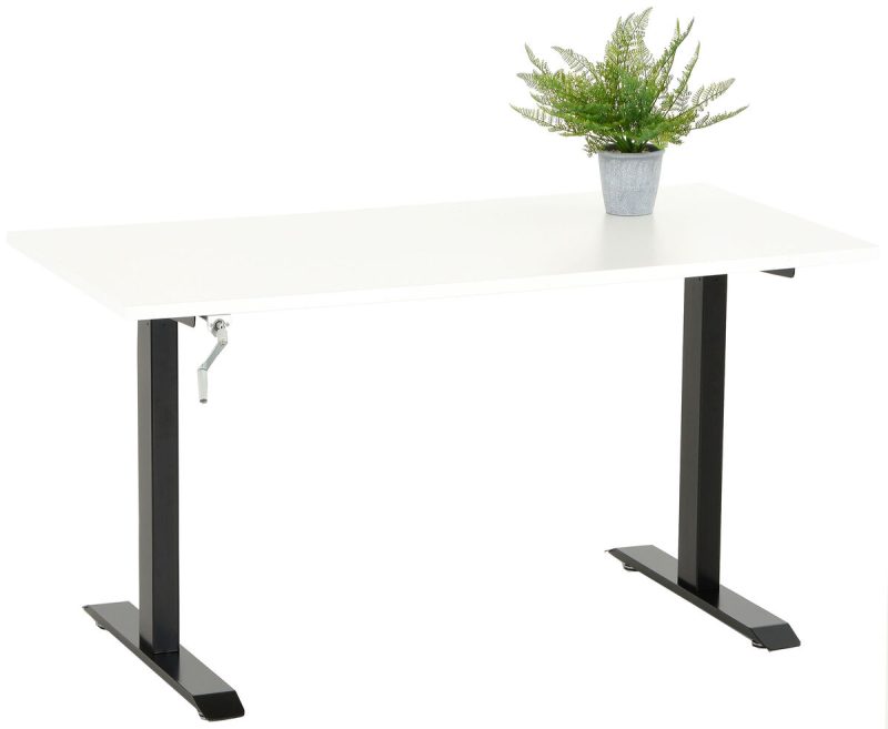 Office veivattava säätöpöytä 140x70 cm valkoinen musta jalka