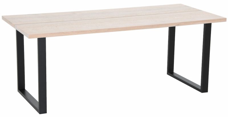 Ruka tammi lankkupöytä 195x90 cm valkolakattu tammi/musta