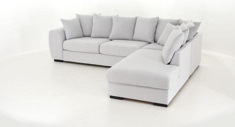 Rusko avokulmasohva oikea vaaleanharmaa Ronda 80