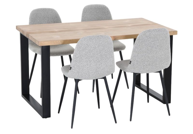 Seela-Furia 4-hengen ruokailuryyhmä antiikkipetsattu/vaalea beige buklee