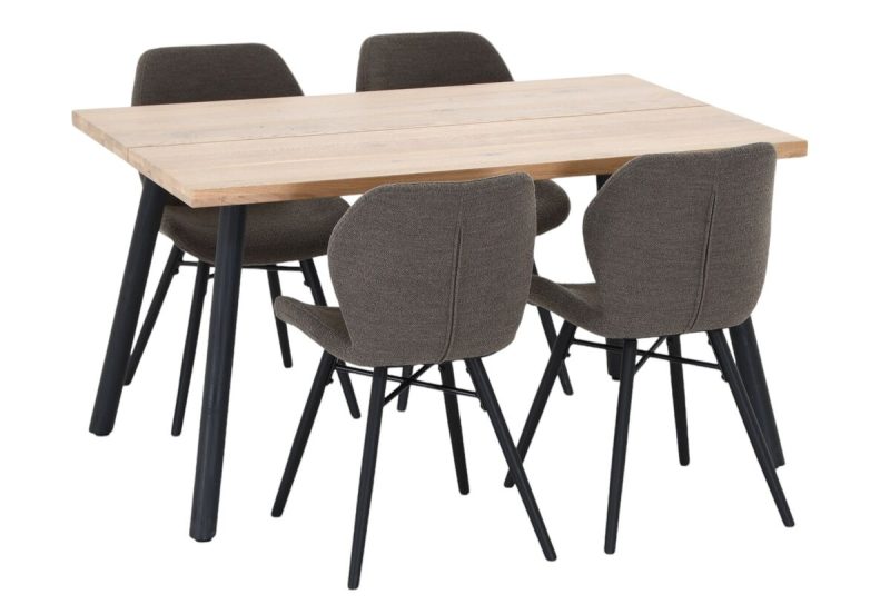 Veini-Keto 4-hengen ruokailuryhmä lakattu tammi/musta/taupe Monza