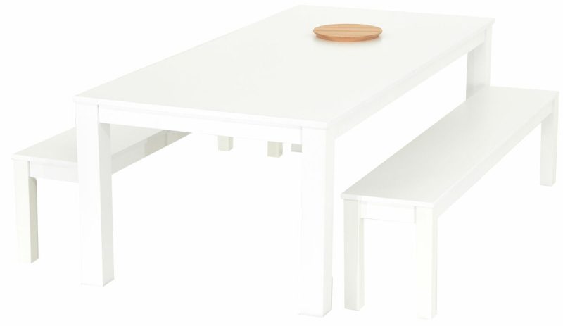 Vuono-Moona 8-hengen ruokailuryhmä penkeillä valkoinen