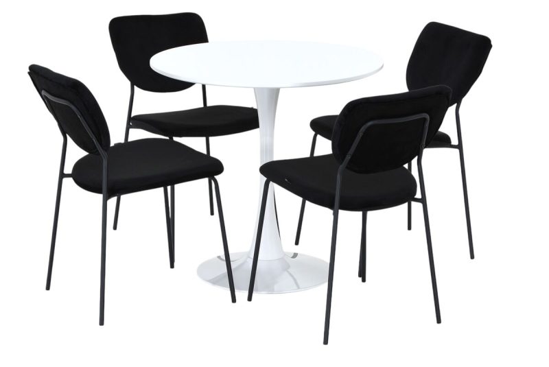 Vivano Pisara-Classic 4-hengen pyöreä ruokailuryhmä valkoinen/musta