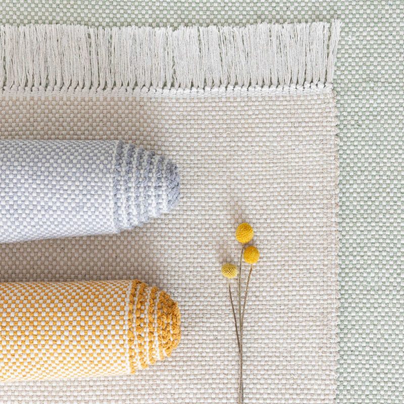 Hertta puuvillamatto 80x200 cm kelta/valkoinen kuvausmalli