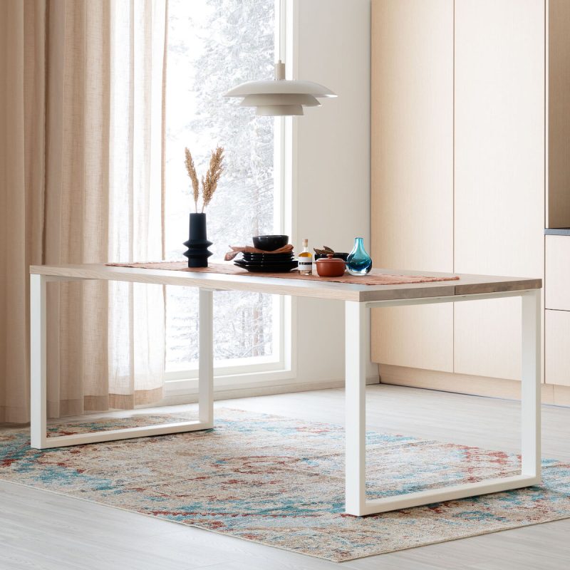 Manner tammi lankkupöytä 230x90 cm valkolakattu tammi/valkoinen