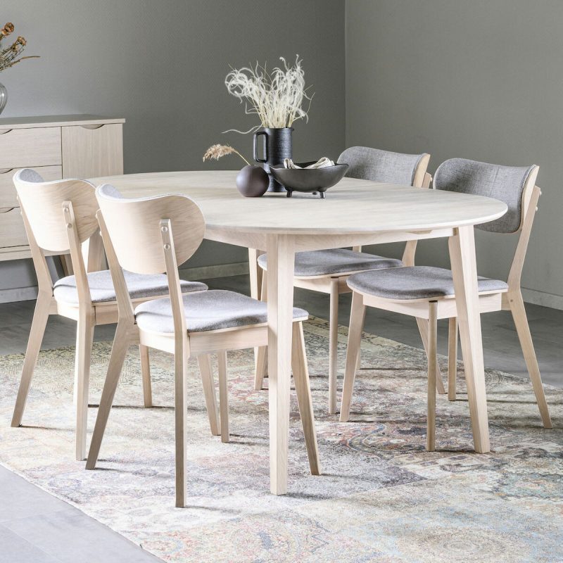 Rowico Home Filippa-Kato ovaali 4-hengen ruokailuryhmä valkoöljytty tammi/valkol