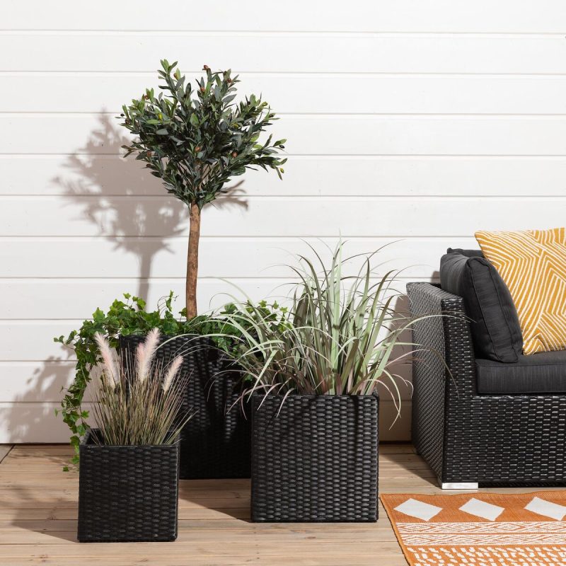 Sahara kukkaruukkusetti musta polyrottinki