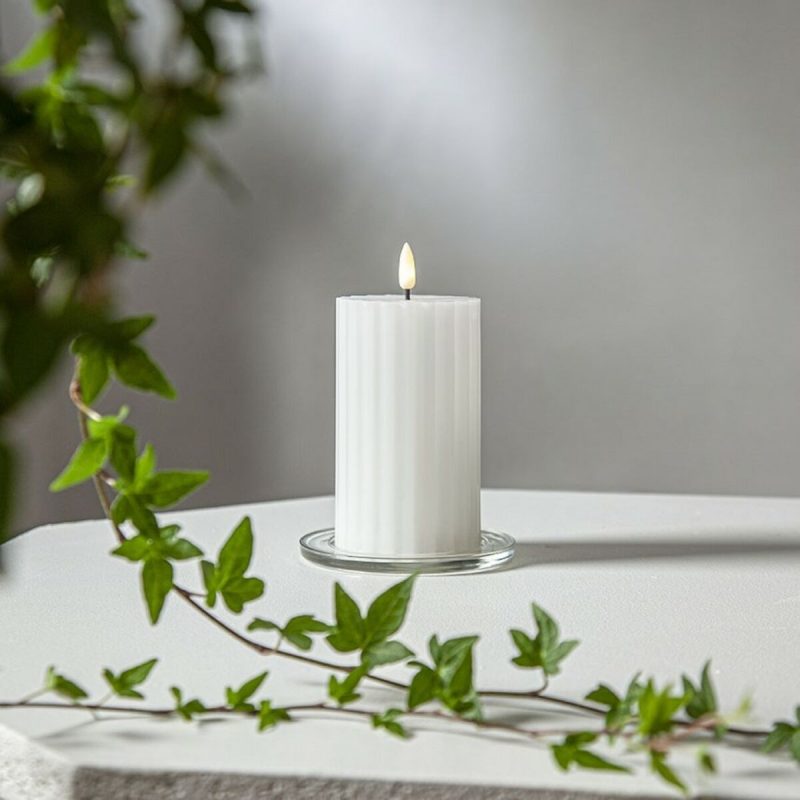 Star Trading Flamme Stripe LED-kynttilä 15 cm valkoinen