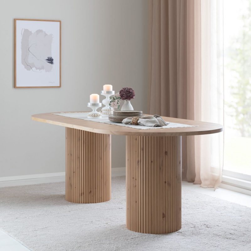 Taimi ovaali ruokapöytä 210x100 cm hiekka 2-LAATU