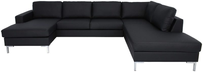 Toronto U-kulmasohva oikea musta Madryt Noir 910 PU-keinonahka