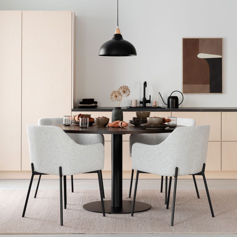 Trend-Melilla 4-hengen pyöreä ruokailuryhmä ruskea/musta