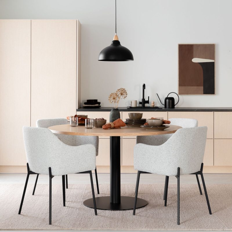 Trend-Melilla 4-hengen pyöreä ruokailuryhmä valkotammi/musta