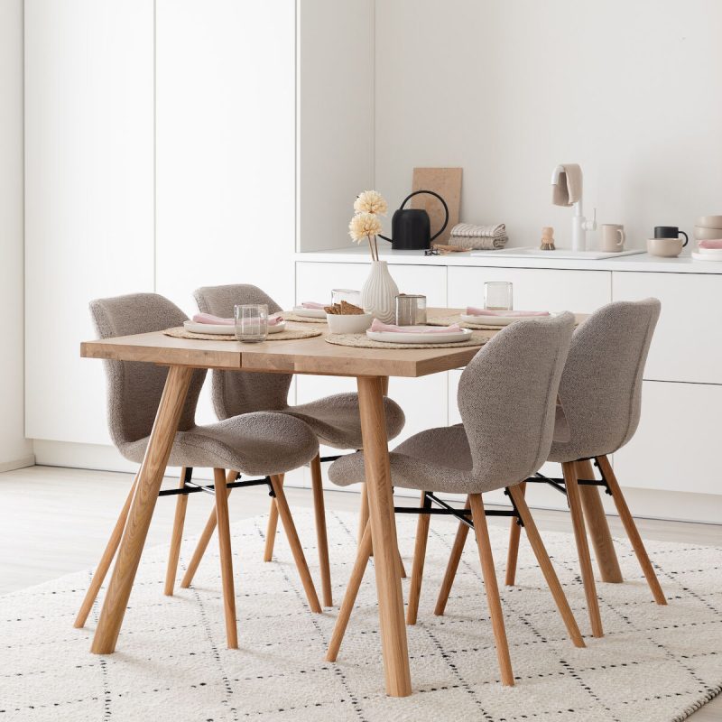 Veini-Keto 4-hengen ruokailuryhmä lakattu tammi/beige Monza