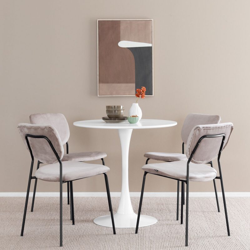 Vivano Pisara-Classic 4-hengen pyöreä ruokailuryhmä valkoinen/beige